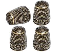 ZESION 4Pcs Sewing Thimbles, Metal Thimbles for Hand Sewing Finger Protector, Quilting Craft Accessories for Knitting Needlework DIY Tools, Bronze