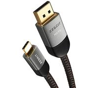 Zeskit Maya Bi-Directional 32.4Gbps USB-C to Displayport DP1.4 Cable Certified 8K60 5K60 4K120 1440P240, 6ft