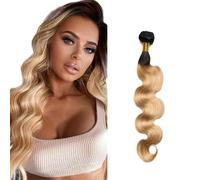 Zeslaerr 1B/27 Ombre Brown Colour Real Hair Wig Bundles Human Hair Extensions 8A Grade Unprocessed Brazilian Virgin Human Hair Body Wave Bundles No Weft Knotless for Women 26 Inches