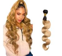 Zeslaerr 1B/27 Ombre Brown Colour Real Hair Wig Bundles Human Hair Extensions 8A Grade Unprocessed Brazilian Virgin Human Hair Body Wave Bundles No Weft Knotless for Women 20 Inches