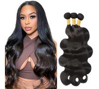 Zeslaerr #1b Natural Black Color Bundles Human Hair Extension Body Wave Wigs Women Real Hair 100% Unprocessed Brazilian Remy Human Hair Bundles 3 Bundles Total 300 g 24 24 24 Inch