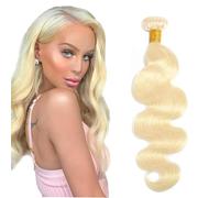 Zeslaerr #613 Blonde Colour Real Hair Wig Bundles Human Hair Extensions 8A Grade Unprocessed Brazilian Virgin Human Hair Body Wave Bundles No Weft Knotless for Women 14 Inches