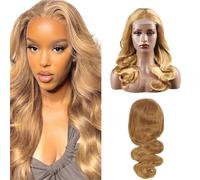 Zeslaerr Body Wave Human Hair Wig 5 x 5 HD Frontal Lace Wig Real Hair Wig 150% Density Unprocessed Brazilian Virgin Hair #27 Honey Blonde No Tangle No Smell for Women 26 Inches