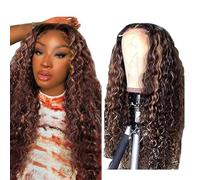 Zeslaerr d Water Wave Human Hair Wig 13 x 1 HD Frontal Lace Wig Real Hair Wig 150% Density Unprocessed Brazilian Virgin Hair P4/30 Highlight Brown No Tangle No Smell for Women 24 Inch