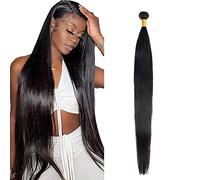 Zeslaerr Real Hair Wig Bundles Human Hair Extensions 1B Natural Black Colour 8A Grade Unprocessed Brazilian Virgin Human Hair Straight Bundles No Weft Knotless for Women 28 Inches
