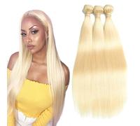 Zeslaerr Real Hair Wig Bundles Human Hair Extensions #613 Blonde Colour 8A Grade Brazilian Virgin Human Hair Straight Bundles No Weft Knotless for Women 30 Inches