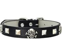 ZESLIV Dog Collar Cat Collar Made of PU Leather Collar with Rivets Skull Look for Pets Small Medium Large Dogs Adjustable Collar