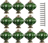 ZESLIV Furniture Knobs 33 mm Dark Green Furniture Handles Pumpkin Ceramic Drawer Knob Cabinet Handle Furniture Knob Children's Room Furniture Knob Pack of 10