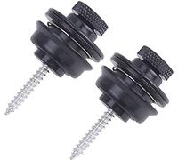 ZESLIV Metal Guitar Strap Button Guitar Strap End Button with Mounting Screws Guitar Strap Lock Guitar Strap Buttons for Electric Guitar Ukulele Bass Black Pack of 2
