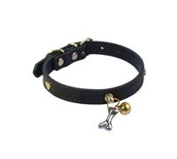 ZESLIV Pet PU Adjustable Collar with Bone Bell for medium-sized Dog Cat