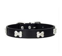 ZESLIV Pet PU Leather Bone Adjustable Collar for medium-sized Dog Cat