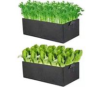 ZESLIV Rectangular Garden Grow Bag, Felt Plant Bag, Square Planter, Cloth Pots with Handles, Outdoor Indoor Garden Growing Pot for Flowers and Vegetables
