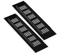 ZESLIV Set of 2 Ventilation Grille, Ventilation Grille, Aluminium Exhaust Grille, Square for Kitchen Cabinet, Shoe Cabinet and Wardrobe, Black, 60 mm x 250 mm