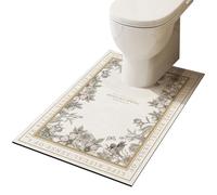 ZESLIV Toilet Mat with Cut-Out, 90 x 60 cm Non-Slip Polyurethane Bath Mat, Bathroom Rug, Toilet Mat, Bathroom Mat