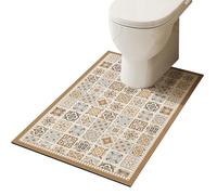 ZESLIV Toilet Mat with Cut-Out, 90 x 60 cm Non-Slip Polyurethane Bath Mat, Bathroom Rug, Toilet Mat, Bathroom Mat