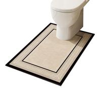 ZESLIV Toilet Mat with Cut-Out, 90 x 60 cm Non-Slip Polyurethane Bath Mat, Bathroom Rug, Toilet Mat, Bathroom Mat