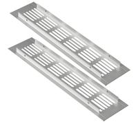 ZESLIV Ventilation Grille, Ventilation Grille, Aluminium Exhaust Grille, Square for Kitchen Cabinet, Shoe Cabinet and Wardrobe, Silver, 60 mm x 250 mm, Pack of 2