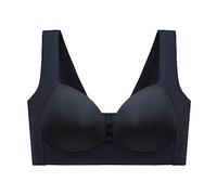 ZESLIV Women's Minimiser Bra without Underwire, Large Sizes, Seamless Push Up Bra, Full Cup Bustier Bra, Wide Straps, black, 34B/C/D