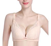 ZESLIV Women's Nursing Bras Seamless Maternity Bra 40B Skin Color Wireless Lace Bralette for Pregnancy & Breastfeeding