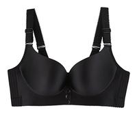 ZESLIV Women's Push Up Bra 46E Black Wireless Front Closure Comfort Smooth Bralette