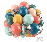 Zesliwy Boho Rainbow Balloons,50pcs 12inch Assorted Colors Retro Orange Yellow Blue Balloon Teal Blue Blush Light Orange Balloon Colorful Confetti Balloon for Birthday Wedding Sunshine Party Decor
