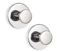 ZESLMG Suction Cup Wall Hooks for Shower, Bathroom, Kitchen, Glass Door, Mirror, Tile - Loofah, Towel, Coat, Bath Robe Adhesive Hooks for Hanging up to 22 lbs Max Never Falling Rust Proof (2, Chrome)