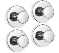 ZESLMG Suction Cup Wall Hooks for Shower, Bathroom, Kitchen, Glass Door, Mirror, Tile - Loofah, Towel, Coat, Bath Robe Adhesive Hooks for Hanging up to 22 lbs Max Never Falling Rust Proof (4, Chrome)