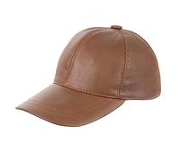 Zessano Genuine Leather Unisex Baseball Cap - 100% Sheep Leather Mens and Womens Baseball Cap with Adjustable Back Strap (Cognac)