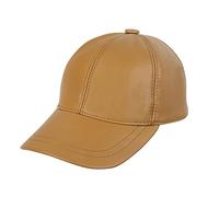 Zessano Genuine Leather Unisex Baseball Cap - 100% Sheep Leather Mens and Womens Baseball Cap with Adjustable Back Strap (Tan)