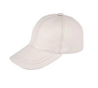 Zessano Genuine Leather Unisex Baseball Cap - 100% Sheep Leather Mens and Womens Baseball Cap with Adjustable Back Strap (White)