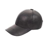 Zessano Genuine Leather Unisex Baseball Cap - 100% Sheep Leather Mens and Womens Baseball Cap with Adjustable Back Strap (Black)
