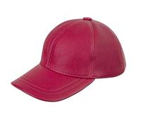 Zessano Genuine Leather Unisex Baseball Cap - 100% Sheep Leather Mens and Womens Baseball Cap with Adjustable Back Strap (Cherry)