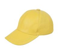 Zessano Genuine Leather Unisex Baseball Cap - 100% Sheep Leather Mens and Womens Baseball Cap with Adjustable Back Strap (Yellow)