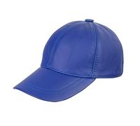 Zessano Genuine Leather Unisex Baseball Cap - 100% Sheep Leather Mens and Womens Baseball Cap with Adjustable Back Strap (Blue)