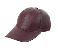 Zessano Genuine Leather Unisex Baseball Cap - 100% Sheep Leather Mens and Womens Baseball Cap with Adjustable Back Strap (Burgundy)