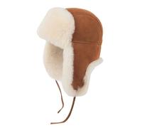 Zessano Leather Aviator Russian Ushanka Trapper Winter Fur Hat - Unisex Shearling 100% Leather Sheepskin Hats for Men Women (M, Cognac)