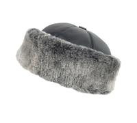 Zessano Leather Winter Fur Hat - Unisex Shearling 100% Leather Sheepskin Hats for Men Women (2XL, Black)