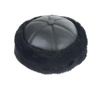 Zessano Leather Winter Fur Hat - Unisex Shearling 100% Leather Sheepskin Hats for Men Women (XL, Black Black)