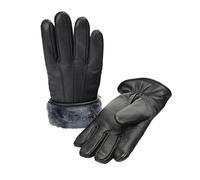 Zessano Mens Winter Gloves - Premium Shearling Sheepskin Fur Lined Leather Men Gloves (Black, XX-Large)