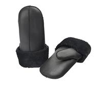 Zessano Womens Premium Shearling Sheepskin Leather Fur Mittens - Ladies Winter Gloves (M, Black)