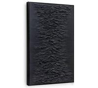 Zessonic Black Hand-Painted Thick Textured 3D Abstract Wall Art,24"x36"
