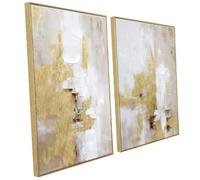 Zessonic Gold and Beige Abstract 3D Textured Foil Wall Art, 20"x28"x2