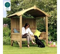 Zest Burghley Arbour Wooden Garden 3 Seater Bench Shelter