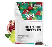 Zest Tea Energy Hot Tea, High Caffeine Blend Natural & Healthy Coffee Substitute, Perfect for Keto, 20 Servings (135mg Caffeine Each), Compostable Teabags (No Plastic), Pomegranate Mojito Green Tea