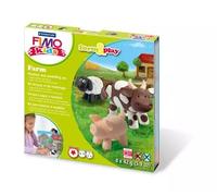 STAEDTLER 8034 01 LZ FIMO Kids Form&Play Playtime & Modelling Polymer Clay Set - "Farm" (Pack of 4 Blocks, Stickers, Modelling Tools & Background Scene)