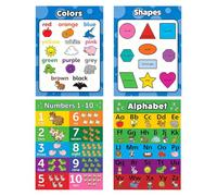 ZestCraft Educational Posters Toddlers 4 Pack ABC Numbers Shapes Colours | Wipe-clean waterproof coating. Includes ABC, numbers, shapes and colours. Ideal for ages 1-6.