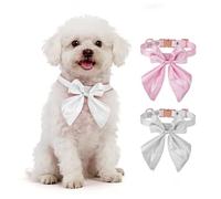 ZESTEFY Adjustable Pet Collar with Bow Tie for Small Medium Dogs and Cats, Alloy Buckle Cute Dog Cat Collar, Kitten Collar with Sliding Bow, Premium Fabric Dog Bowtie Collar Accessories