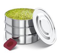 ZESTIGREENS Stainless Steel Seed Sprouter Kit - Stackable 3-Tier Seed Sprouting Germination Tray Seed Sprout Grower Maker with Lid for Growing Broccoli Alfalfa Mung Beans