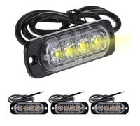 Zestivra 12W Strobe Lights For Trucks - Amber Flash Bar with 4 LED, Mount Beacon Lamp | Waterproof Warning Signal Lighting System 12V-24V for Car, Motorcycle, Utility Vehicle, and Road