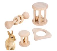Zestivra 168g Wooden Rabbit Toy Set - Natural Timber Chew Blocks, Handcrafted Activity Pieces, Smooth Sanded Finish | Safe Bite Resistant Design, Interactive Cage Accessory for Bunny Guinea Pig